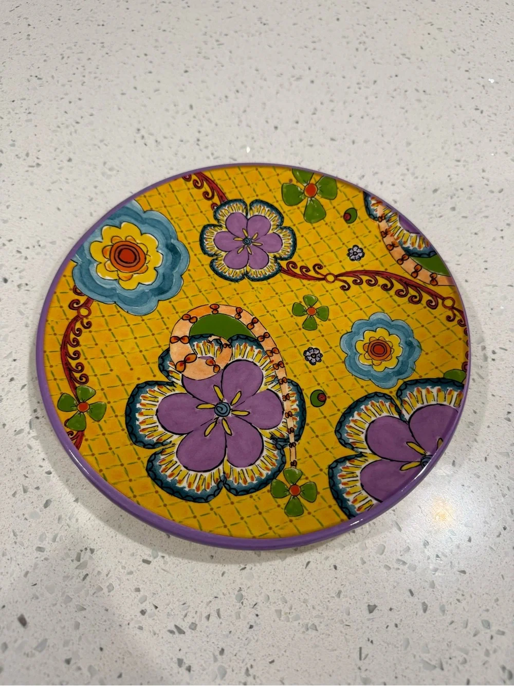 2015 Pfaltzgraff MERISELLA Jana Kolpen & Mary Tiegreen 8-3/8 Plate FLORAL PURPLE